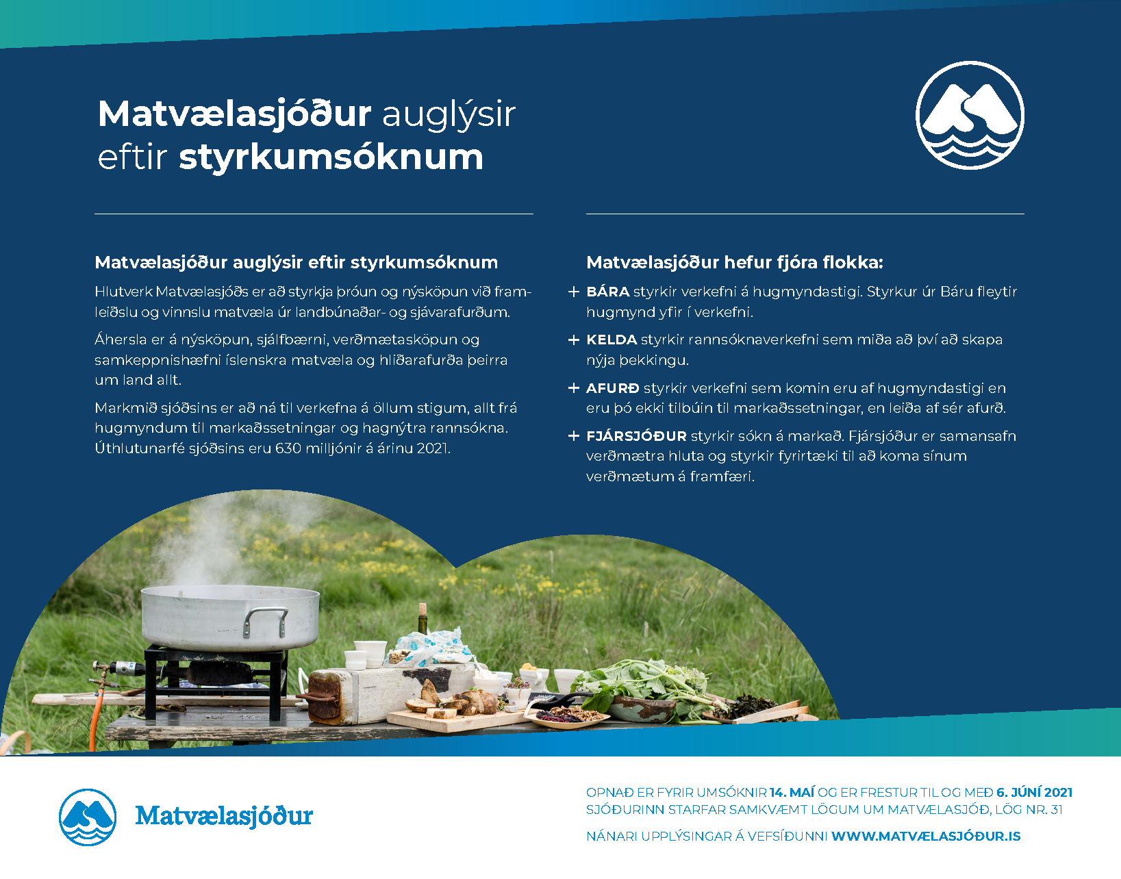Matvælasjóður auglýsir eftir styrkumsóknum til og með 6. júní