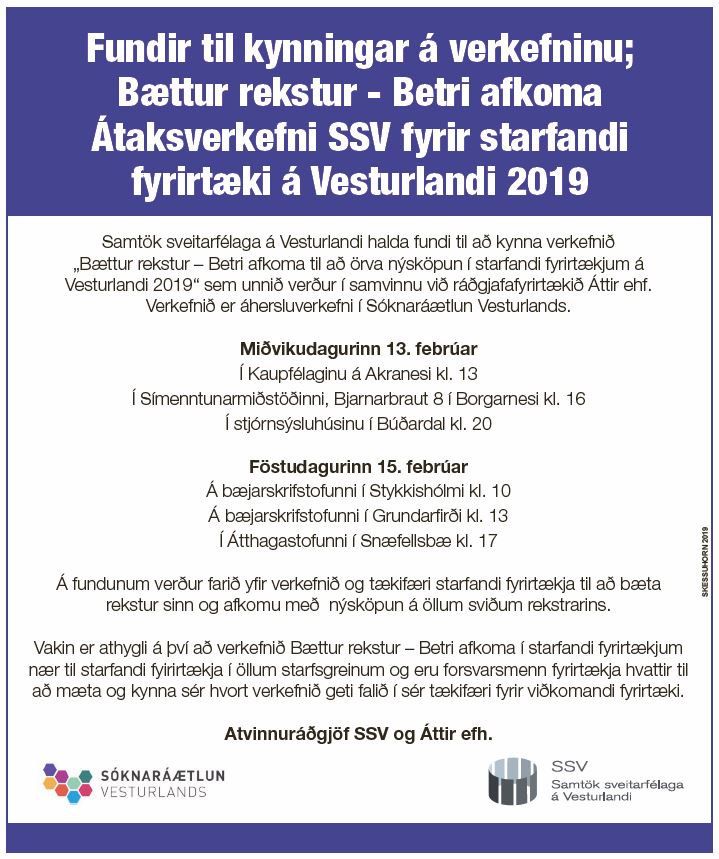 Fundur til kynningar á átaksverkefni SSV um bættan rekstur starfandi fyrirtækja