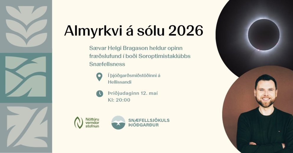 Opinn fræðslufundur um almyrkva með Sævari Helga Bragasyni 12. maí