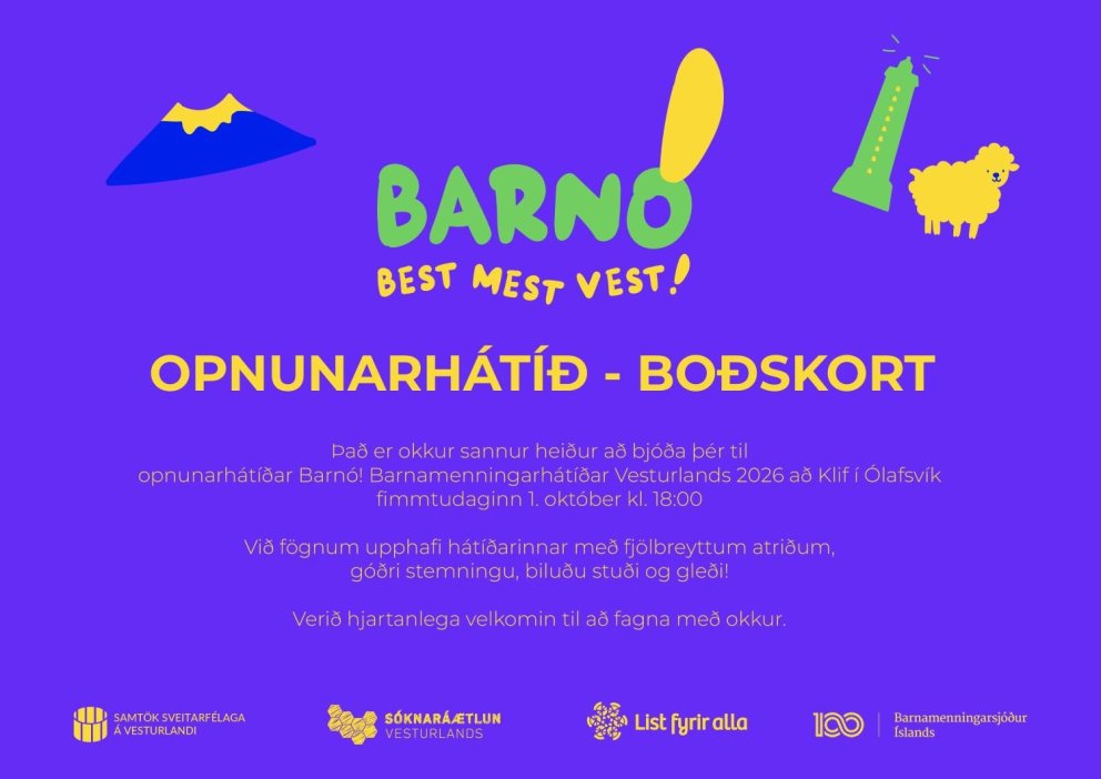 Opnunarhátíð Barnamenningarhátíðar Vesturlands í Klifi 1. október