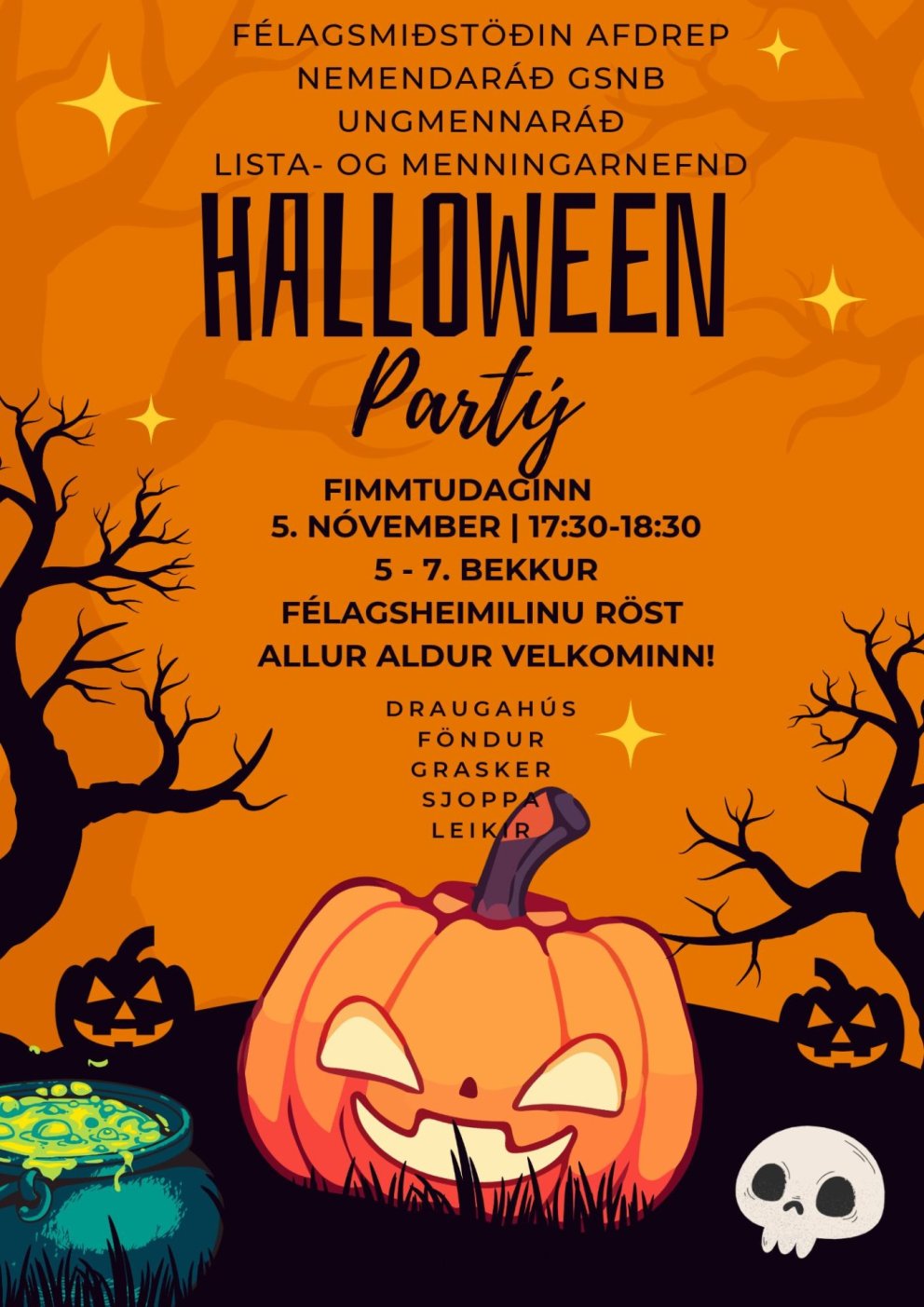 Halloweenpartý í Röstinni 5. nóvember