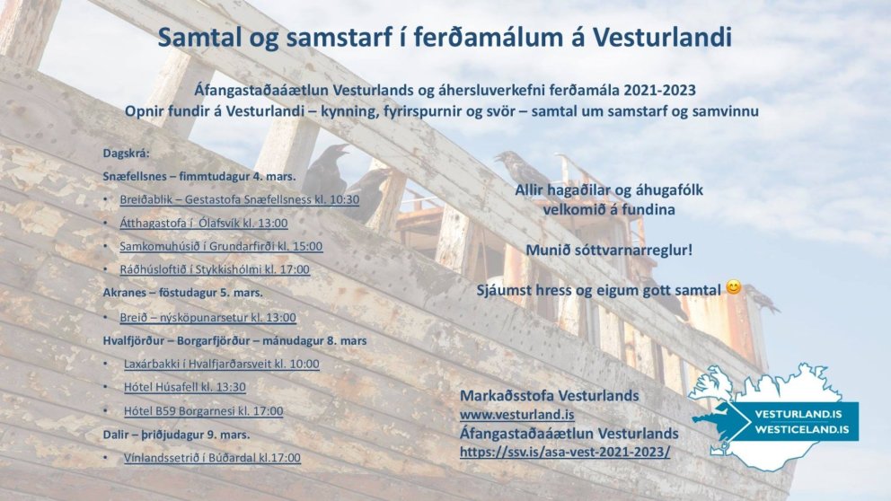 Samtal og samstarf í ferðamálum á Vesturlandi - fundur 4. mars