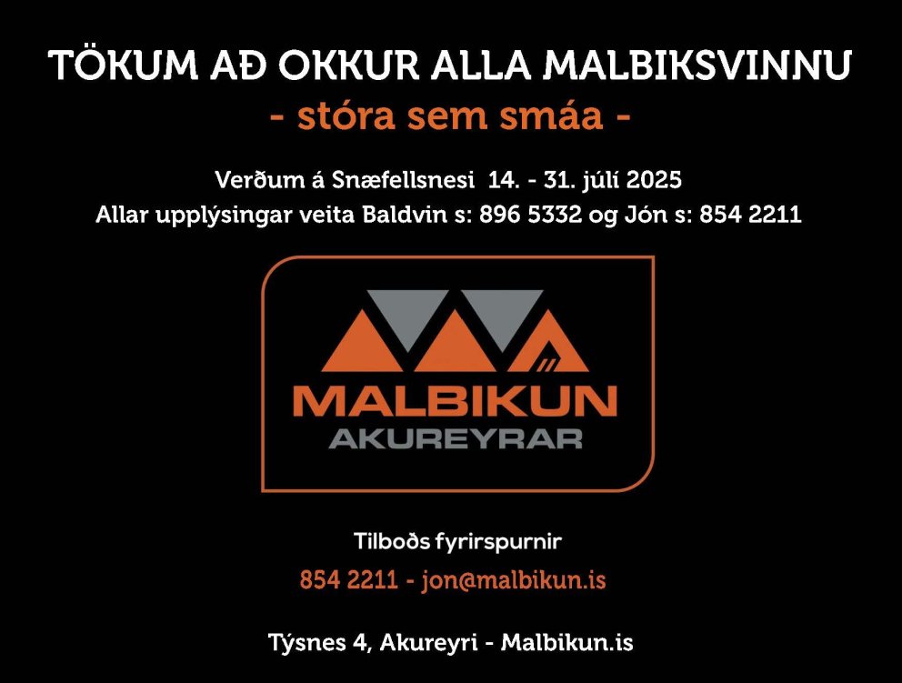 Malbikun Akureyrar verður á Snæfellsnesi í sumar
