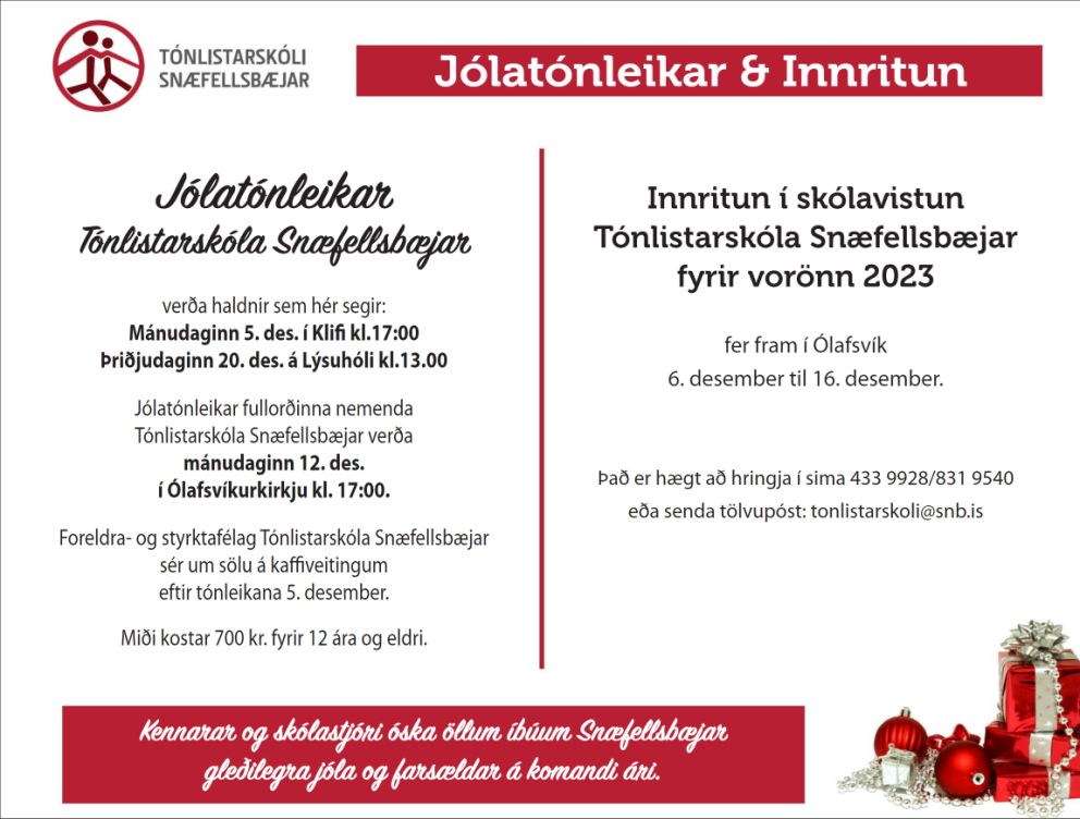 Jólatónleikar tónlistarskóla Snæfellsbæjar 2022