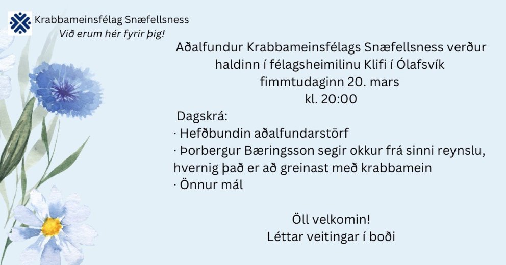 Aðalfundur Krabbameinsfélags Snæfellsness 20. mars 2025