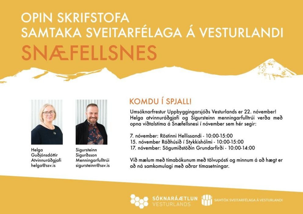 Opin skrifstofa Samtaka sveitarfélaga á Vesturlandi í Röstinni 7. nóvember