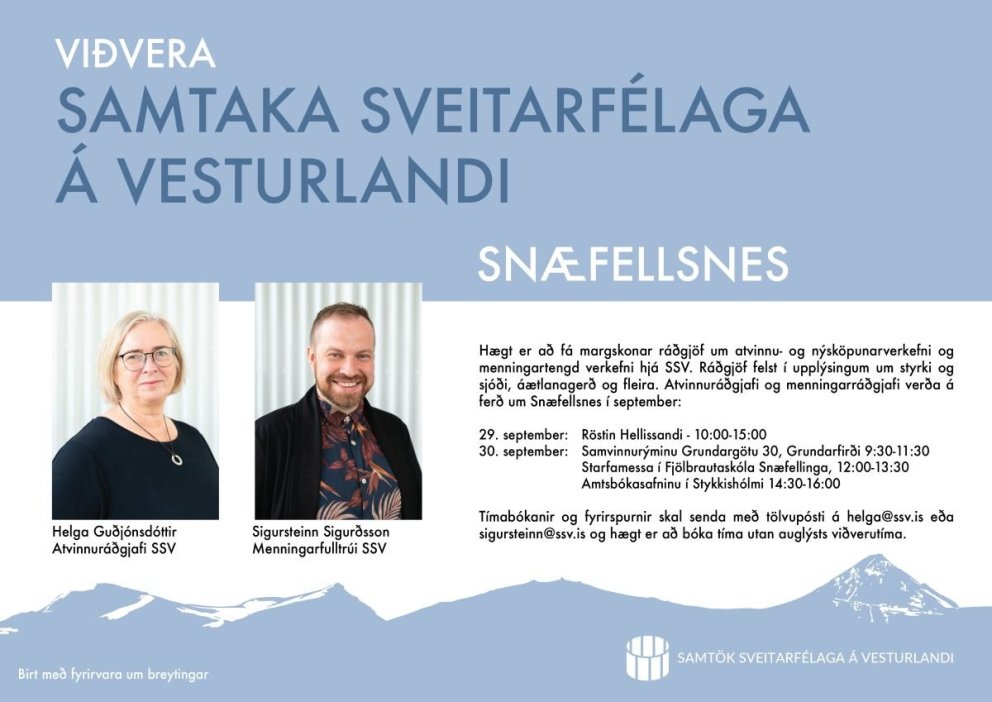 Viðvera atvinnuráðgjafa og menningarfulltrúa SSV 29. september