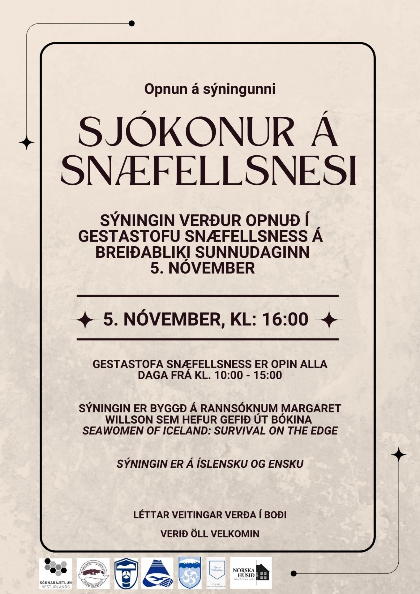 Opnun á sýningu um Sjókonur á Snæfellsnesi