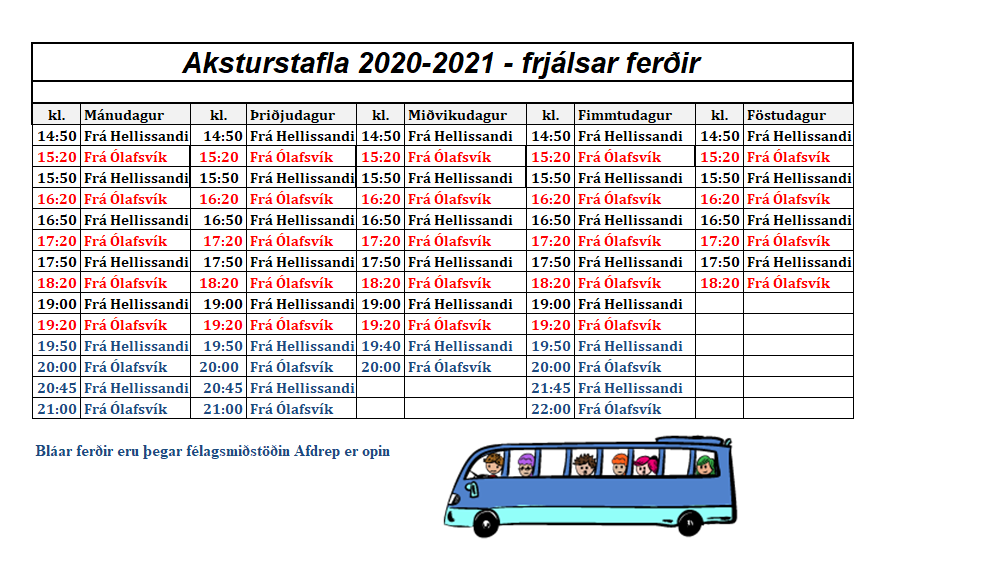 Vetraraksturstafla tekur gildi í dag, 23. ágúst