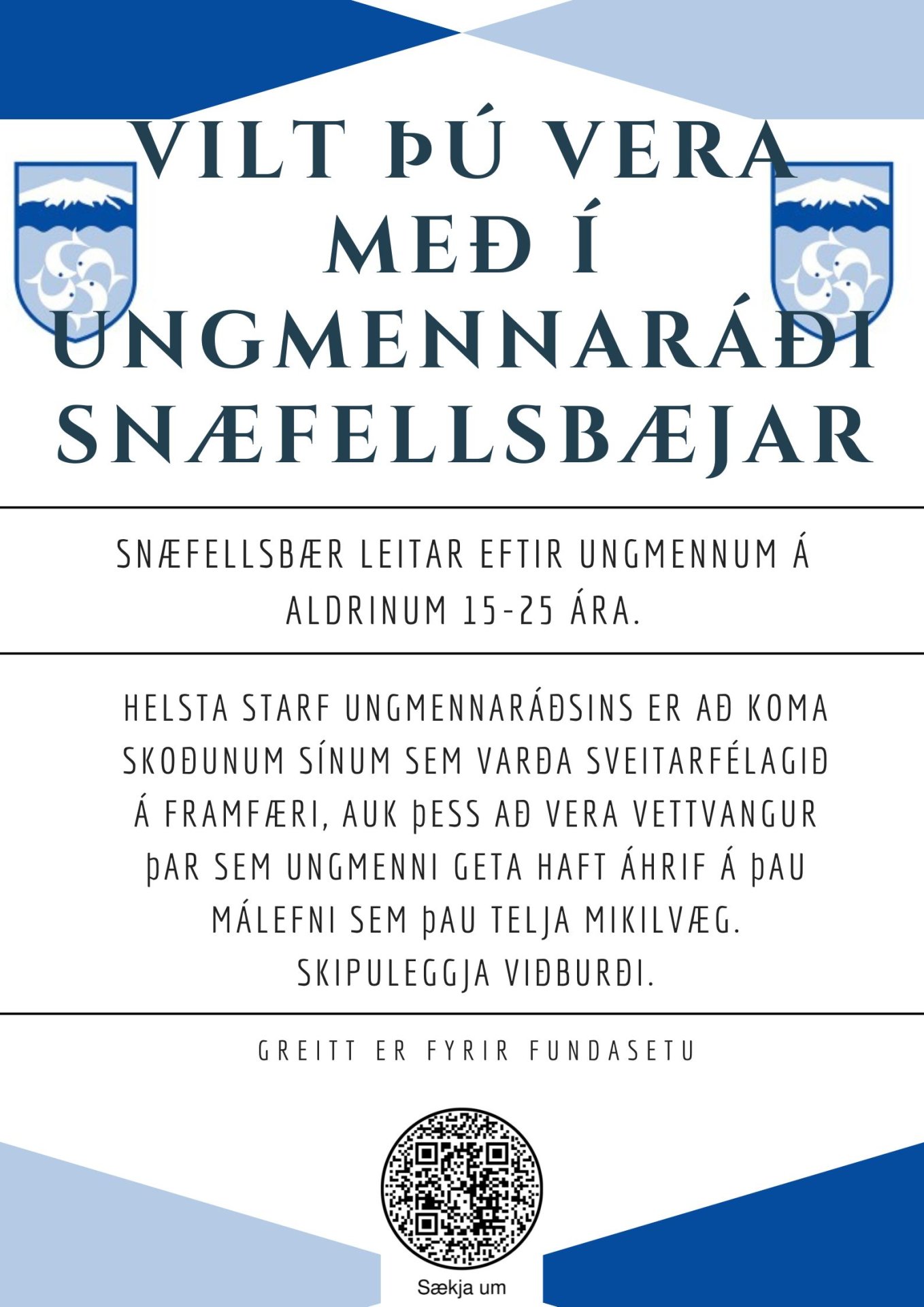 Vilt þú vera í ungmennaráði Snæfellsbæjar?